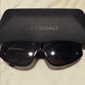 Balenciaga Black Rectangular Sunglasses